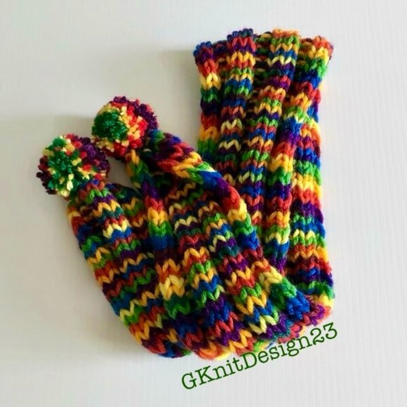 Hand knit unisex scarf, Cozy knitted scarf for toddler - Picture 1 of 8